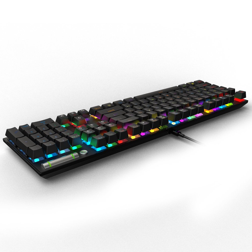 Gaming Keyboard Mechanical Professional Mechanical Gaming Keyboard - Rainbow Backlight MX Blue Switches, ABS + Iron Structure