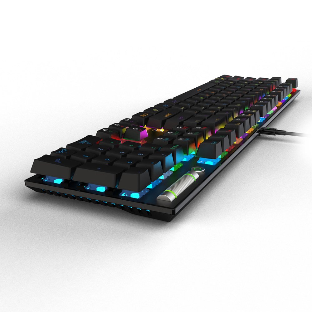 Gaming Keyboard Mechanical Professional Mechanical Gaming Keyboard - Rainbow Backlight MX Blue Switches, ABS + Iron Structure