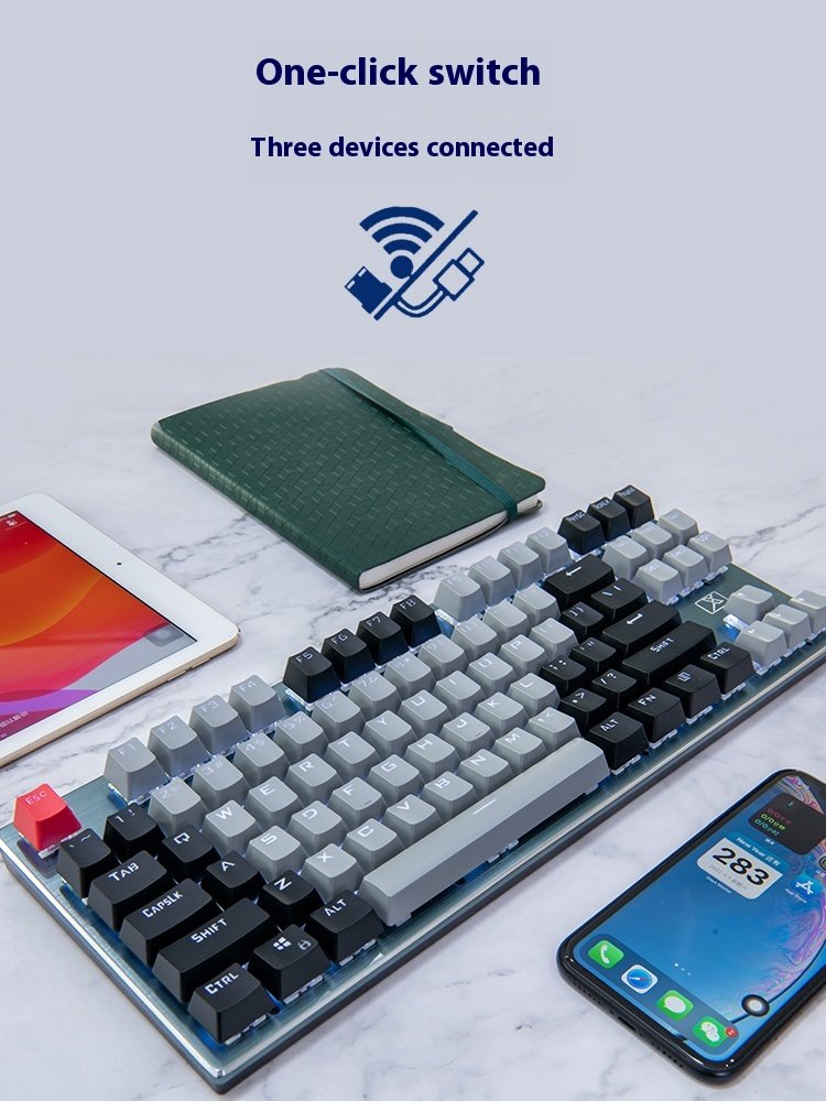 XINMENG RF87 key bluetooth three-mode wireless mechanical keyboard blue switch metal hot-swappable tablet FOR ipad office home