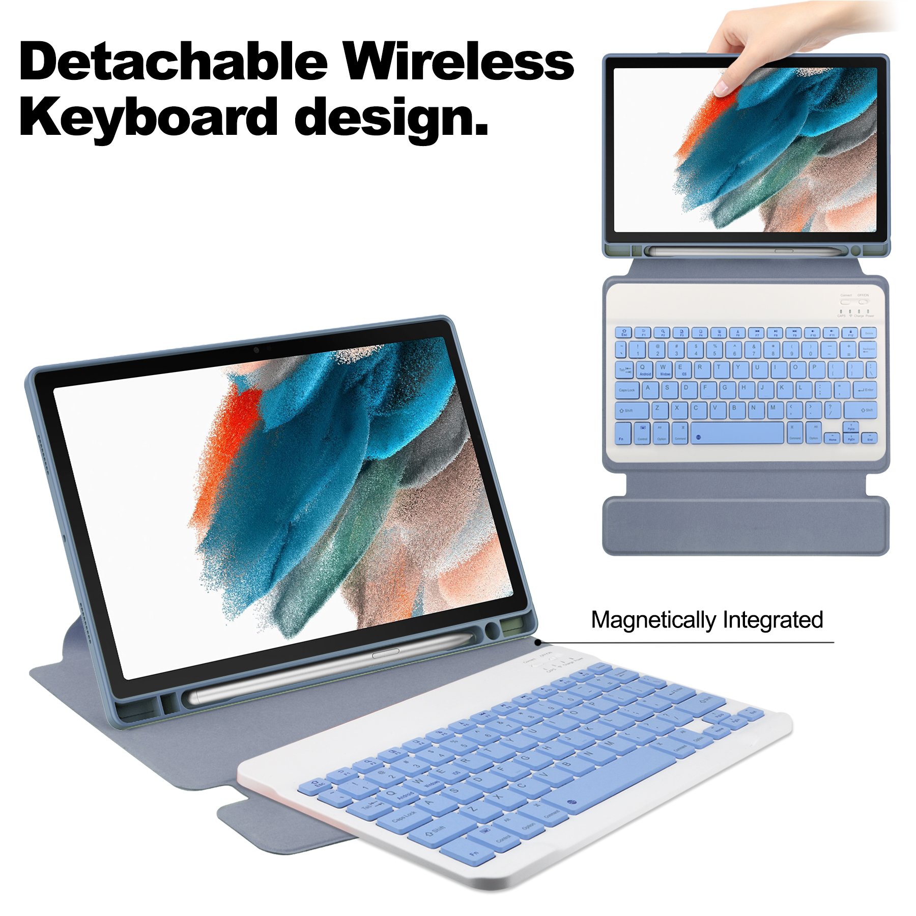 Soft TPU Back Cover For Samsung Galaxy Tab A8 10.5 inch 2021 SM-X200/X205 Keyboard Case With Detachable Wireless Keyboard