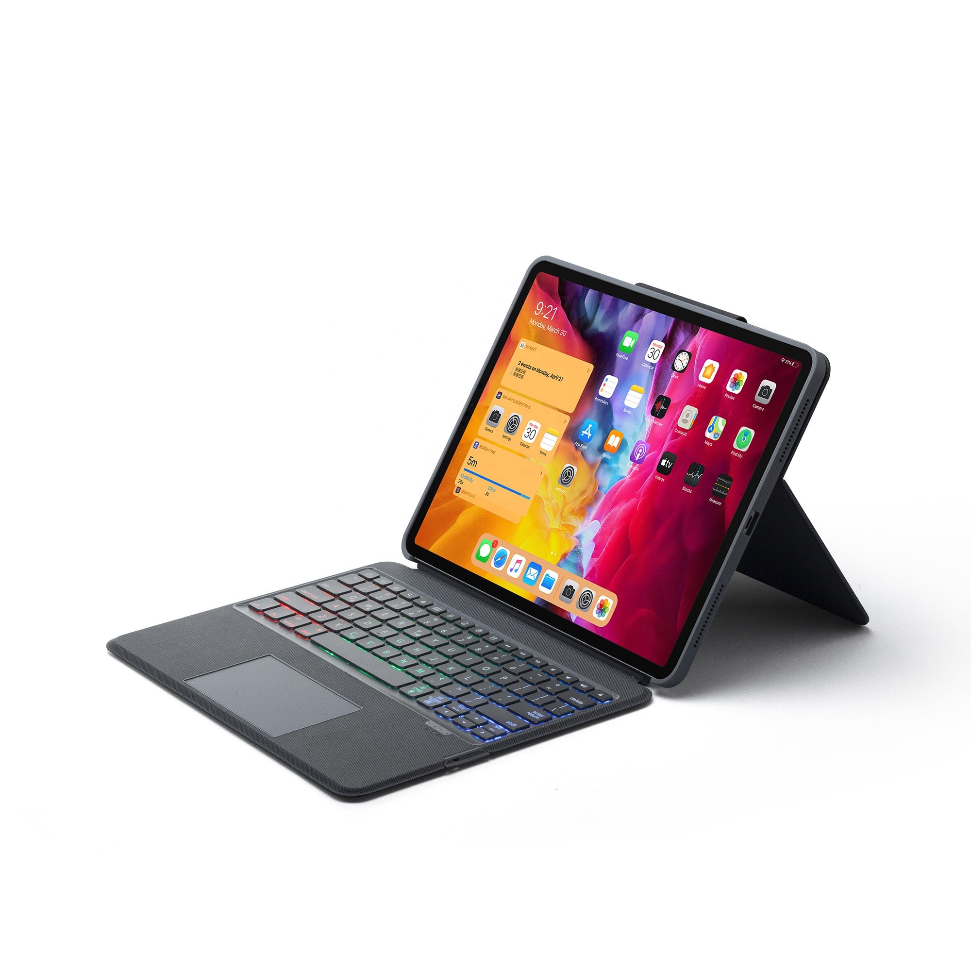 2022 New 7 Color Backlight Shortcut Detachable BT Magic Keyboard Case for iPad Pro 12.9 inch