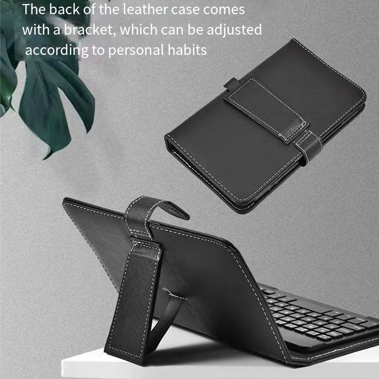 Portable Wireless BT Keyboard Portfolio Flip Leather Case Cover with Wireless Keyboard for 4.5'' 6.8'' Smart Phones