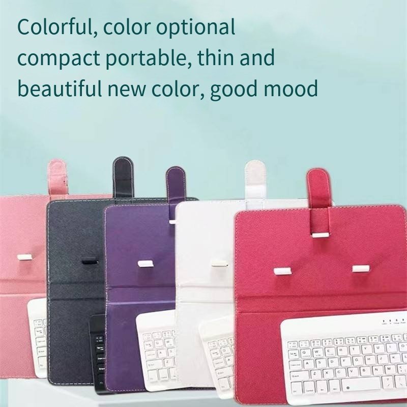 Portable Wireless BT Keyboard Portfolio Flip Leather Case Cover with Wireless Keyboard for 4.5'' 6.8'' Smart Phones