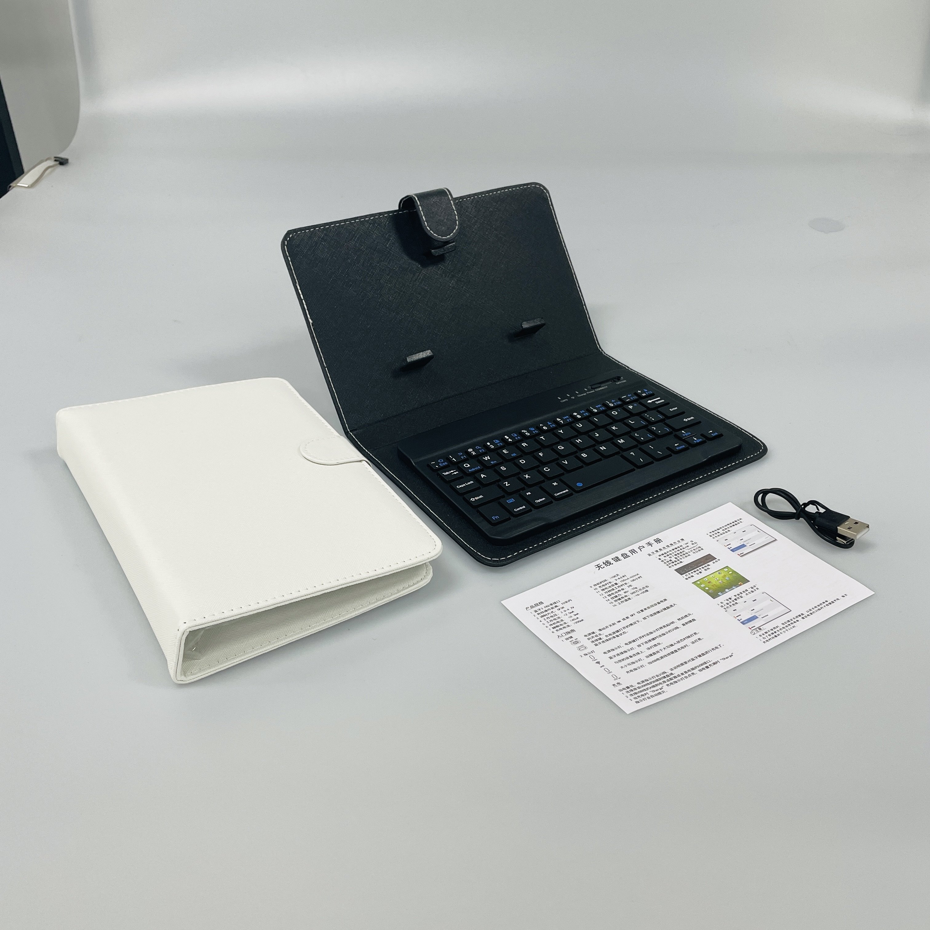 Portable Wireless BT Keyboard Portfolio Flip Leather Case Cover with Wireless Keyboard for 4.5'' 6.8'' Smart Phones