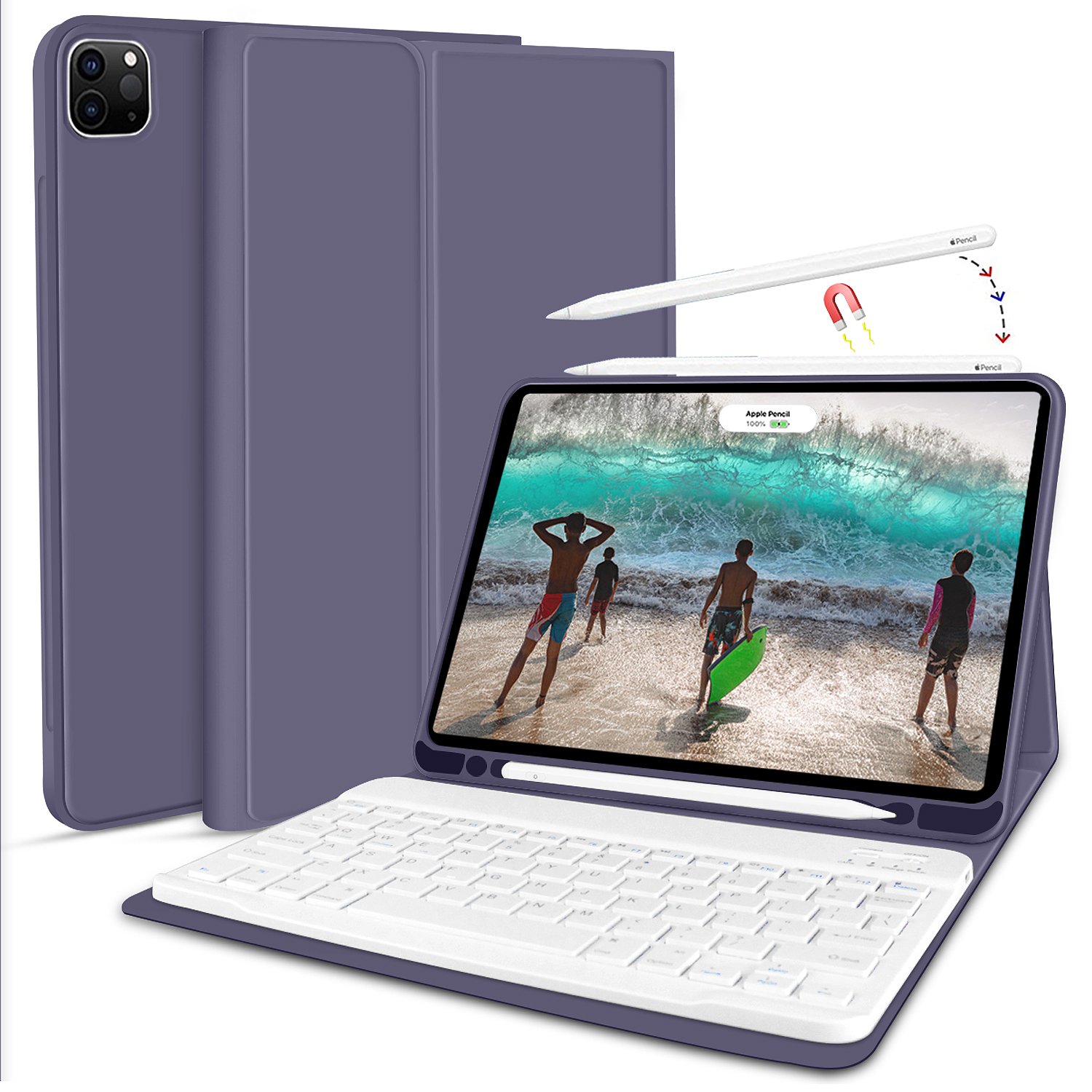Kenke New Design Leather Protective Keyboard Case With Removable Wireless Keyboard for iPad Pro 11 Inch