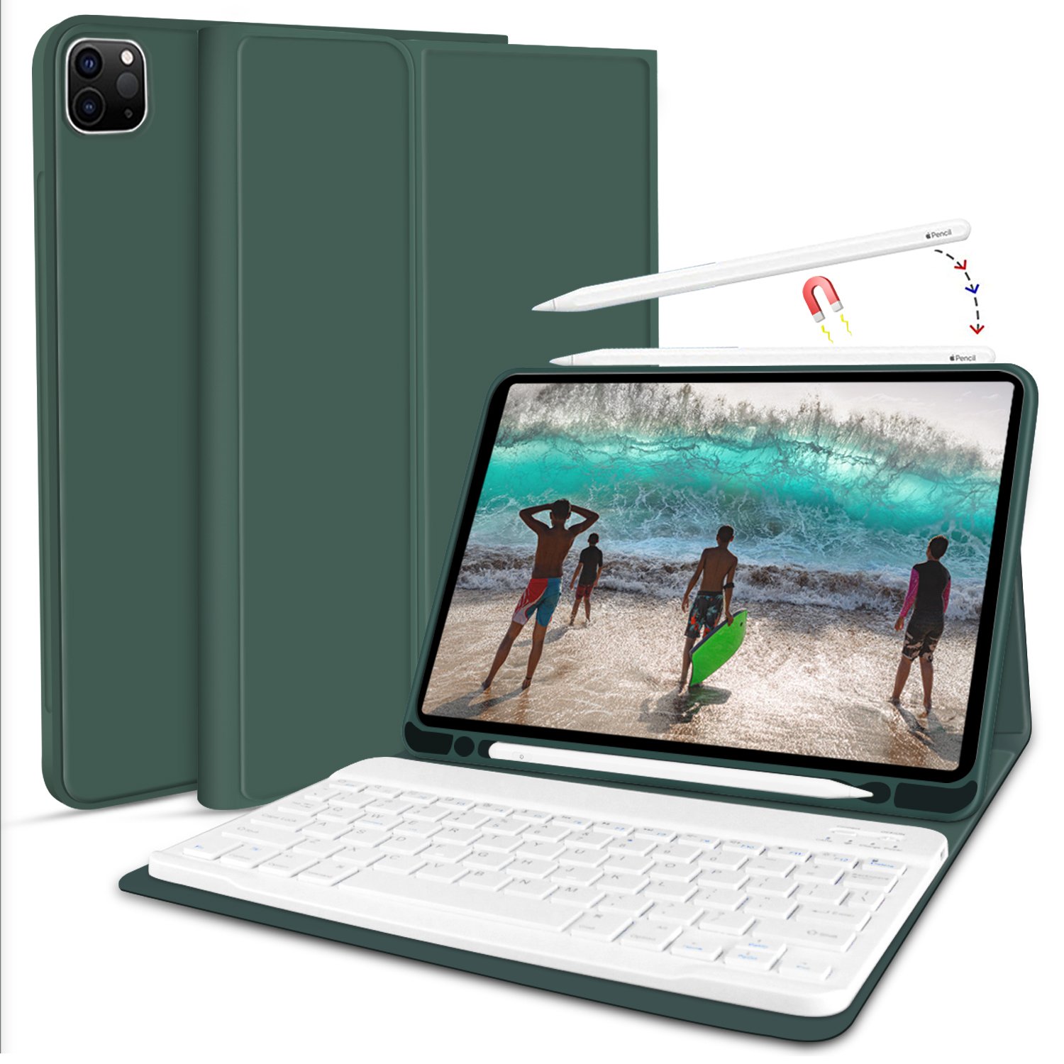 Kenke New Design Leather Protective Keyboard Case With Removable Wireless Keyboard for iPad Pro 11 Inch
