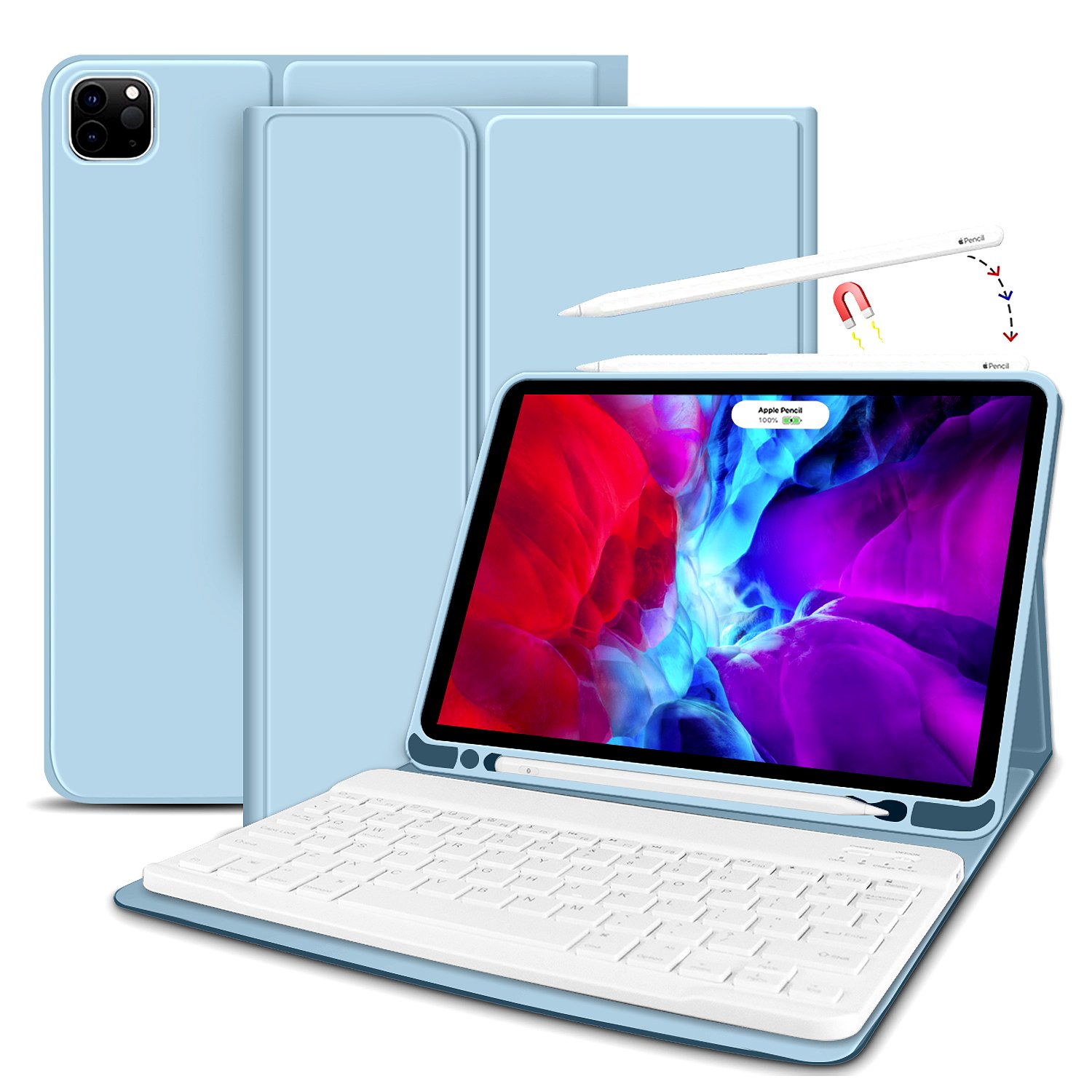 Kenke New Design Leather Protective Keyboard Case With Removable Wireless Keyboard for iPad Pro 11 Inch