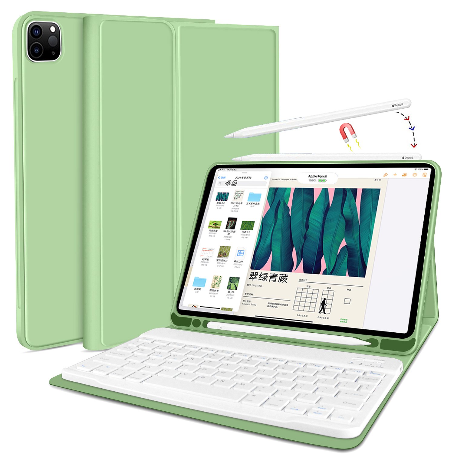 Kenke New Design Leather Protective Keyboard Case With Removable Wireless Keyboard for iPad Pro 11 Inch