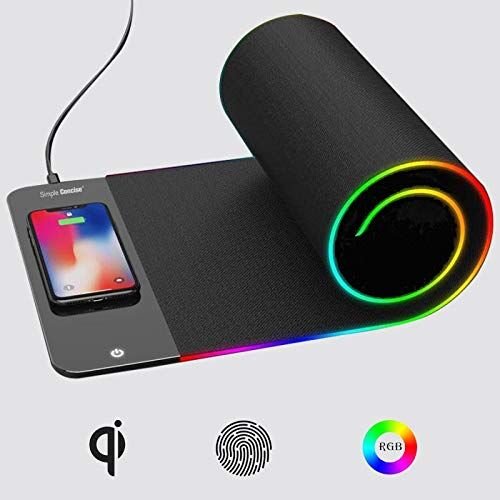 Fast 5W 10W Wireless Charging Keyboard Mat RGB LED Light Gaming Mouse Pad With Wireless Charger