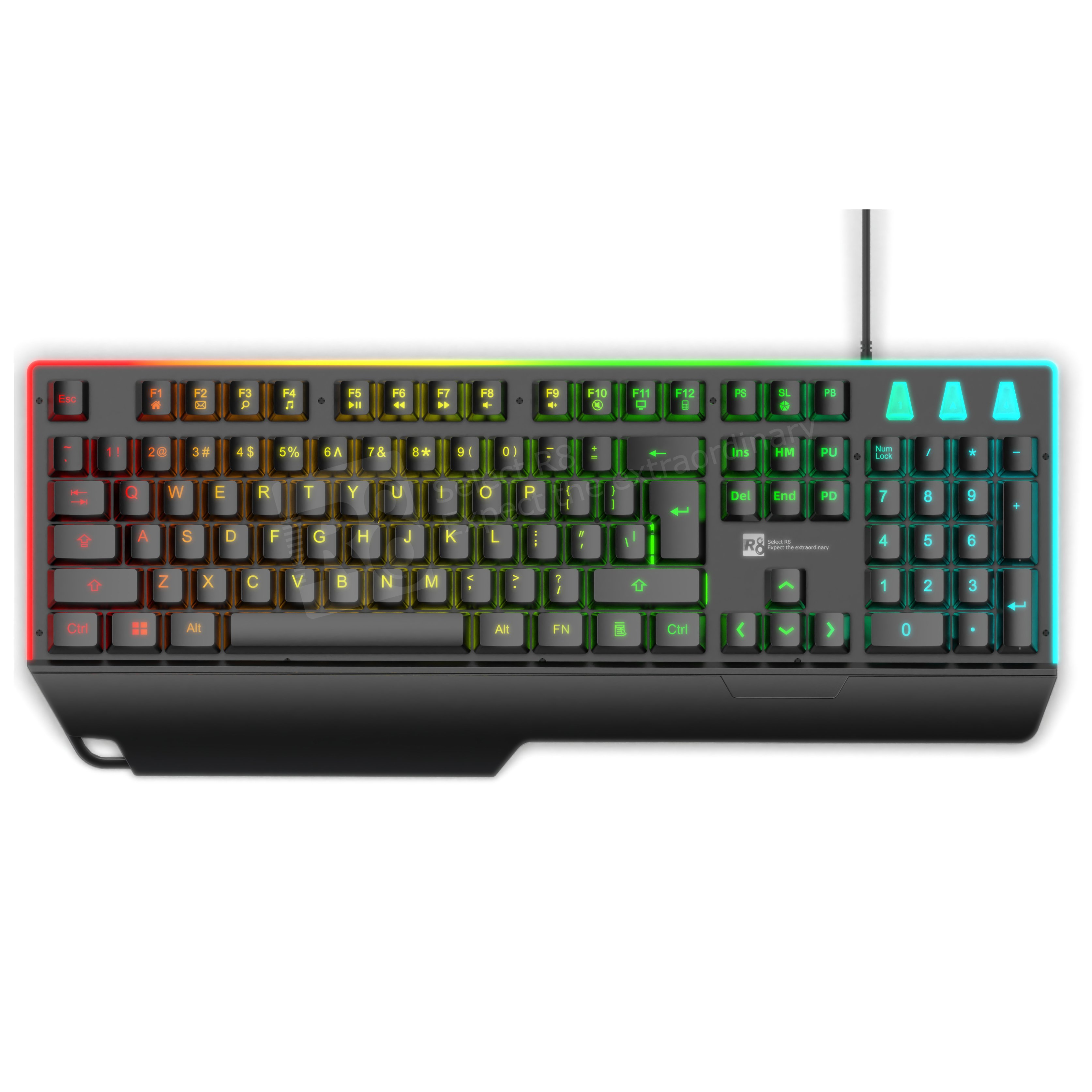 Hot Selling Custom 104 Keys Wired Illuminated Gaming Keyboard Teclado With Hand Rest For Desktop Laptop