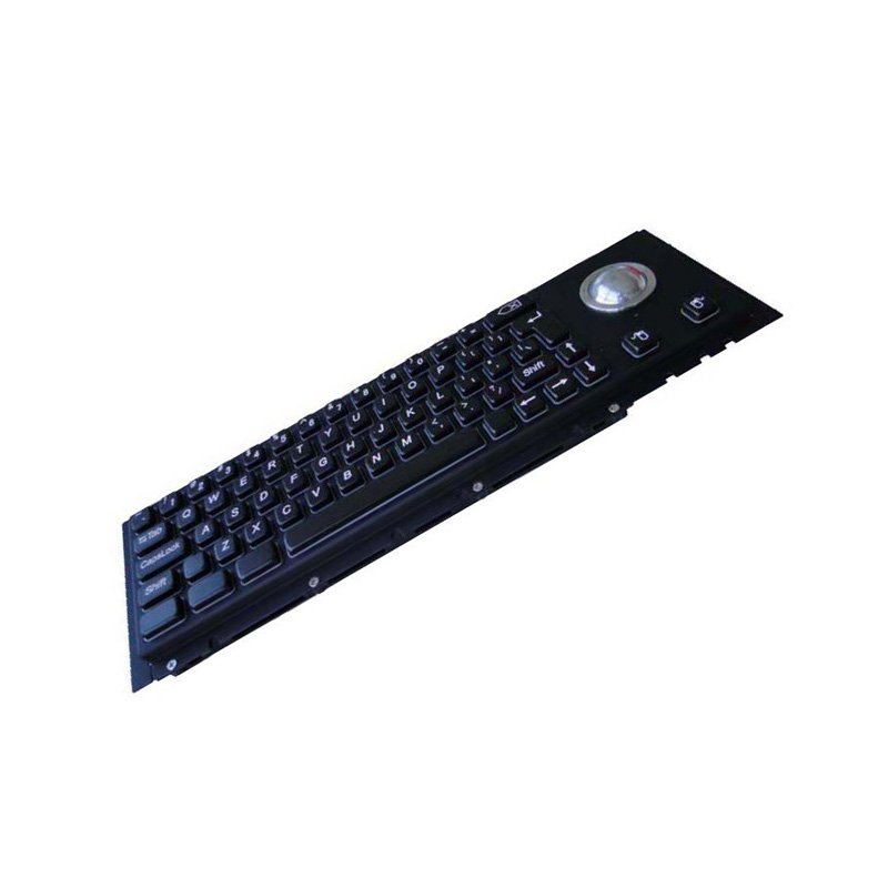 Cherry Black Panelmount Rugged Industrial Metal Stainless Steel Mechanical keyboard with trackball