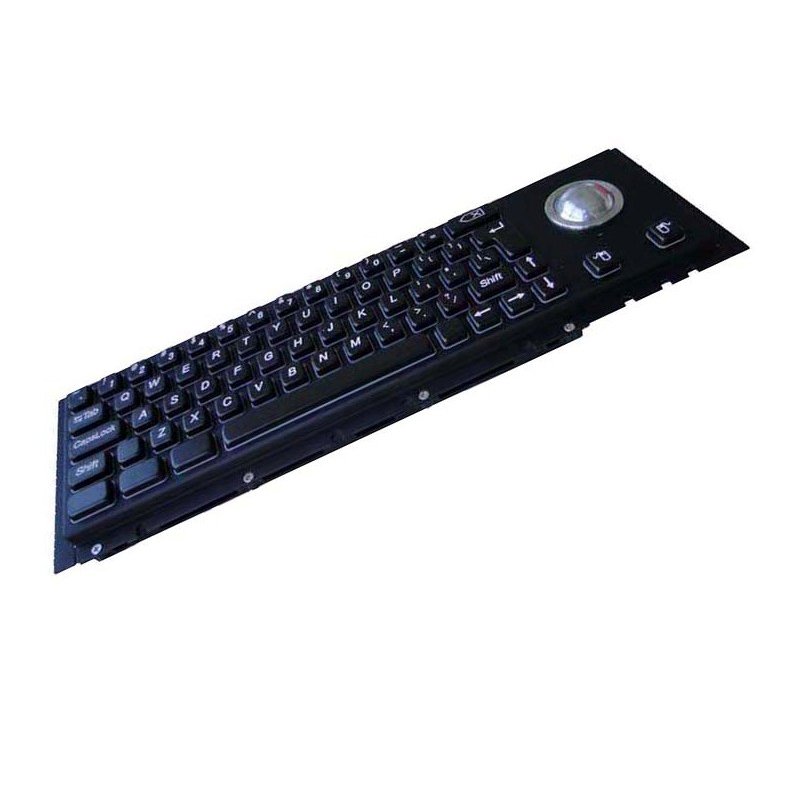 Cherry Black Panelmount Rugged Industrial Metal Stainless Steel Mechanical keyboard with trackball