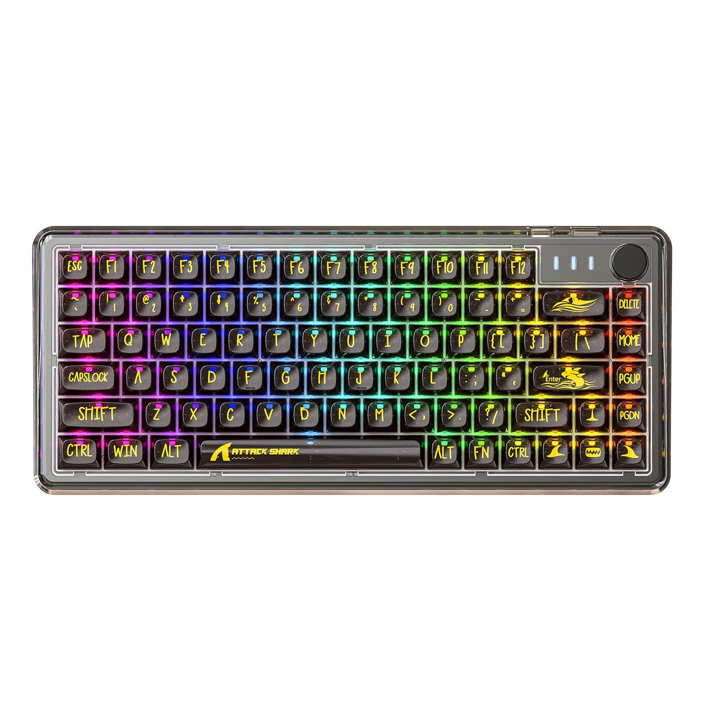 Attack Shark K75RGB Transparent Keyboard 81 Keys Tri-mode Wireless Wired Mechanical Gamer E-Sports Keyboard