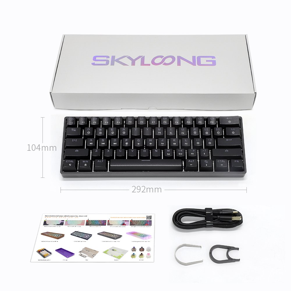 Skyloong original GK61 sk61 hot sale hotswappable 60% gaming keyboard 61keys rgb keyboard gaming mechanical keyboard