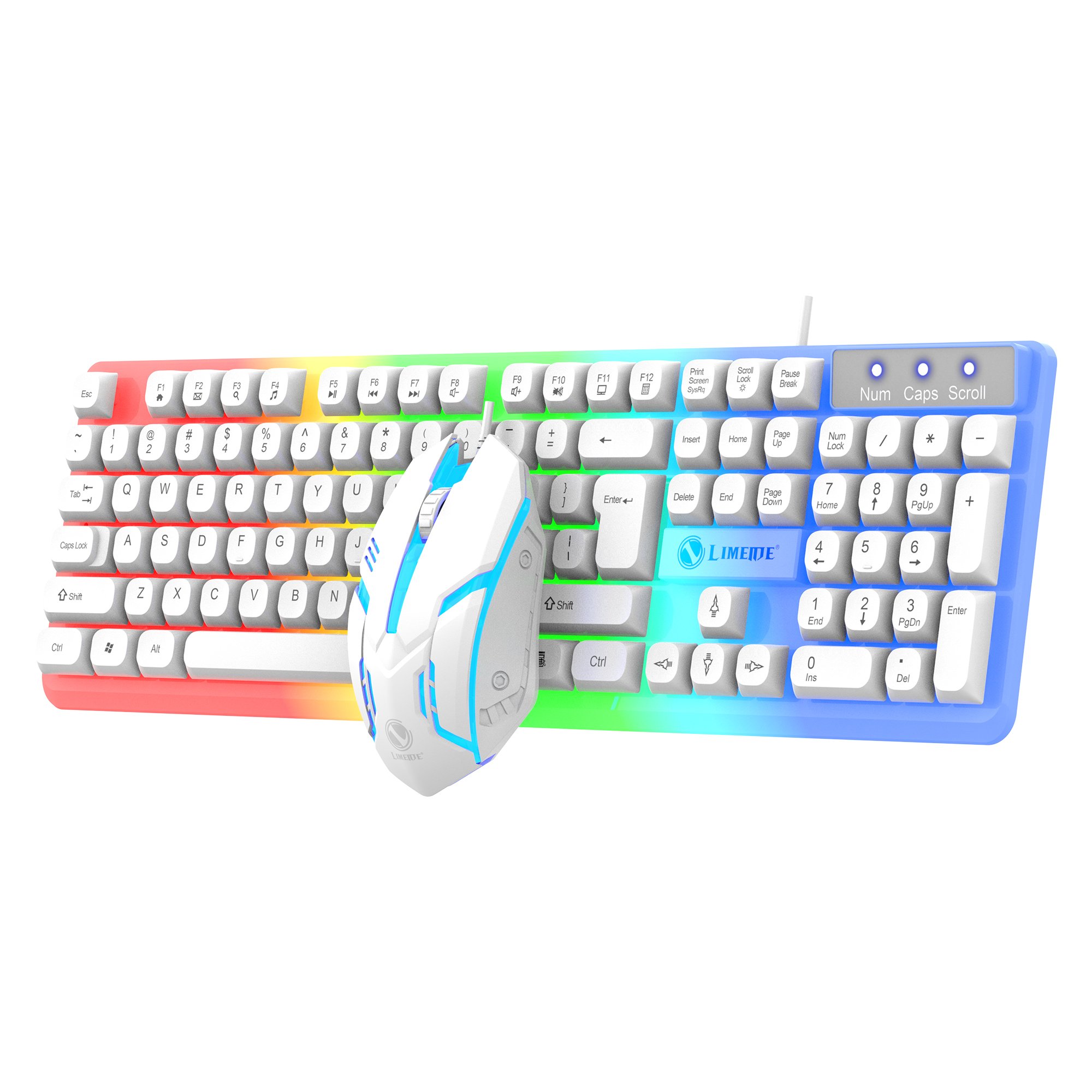 Lantronlife GTX-350 RGB Ps/2 Numeric Keypad Gaming Keyboard Mouse Combos Wired USB - White