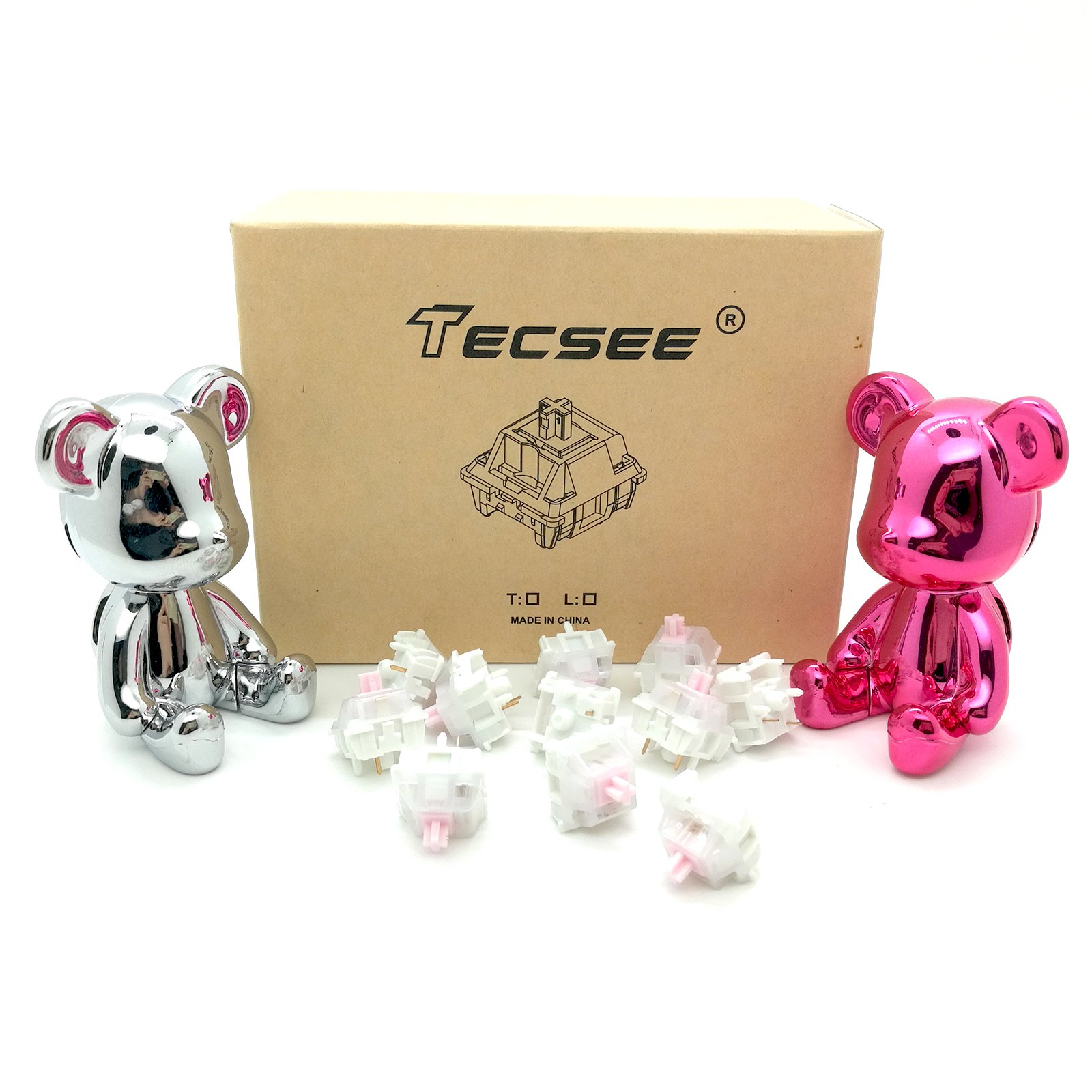 Tecsee Keyboard Gaming Strawberry Ice Switch UHWMPE Top Nylon Bottom Housing UPE Linear Stem Double Gold Spring 63.5g