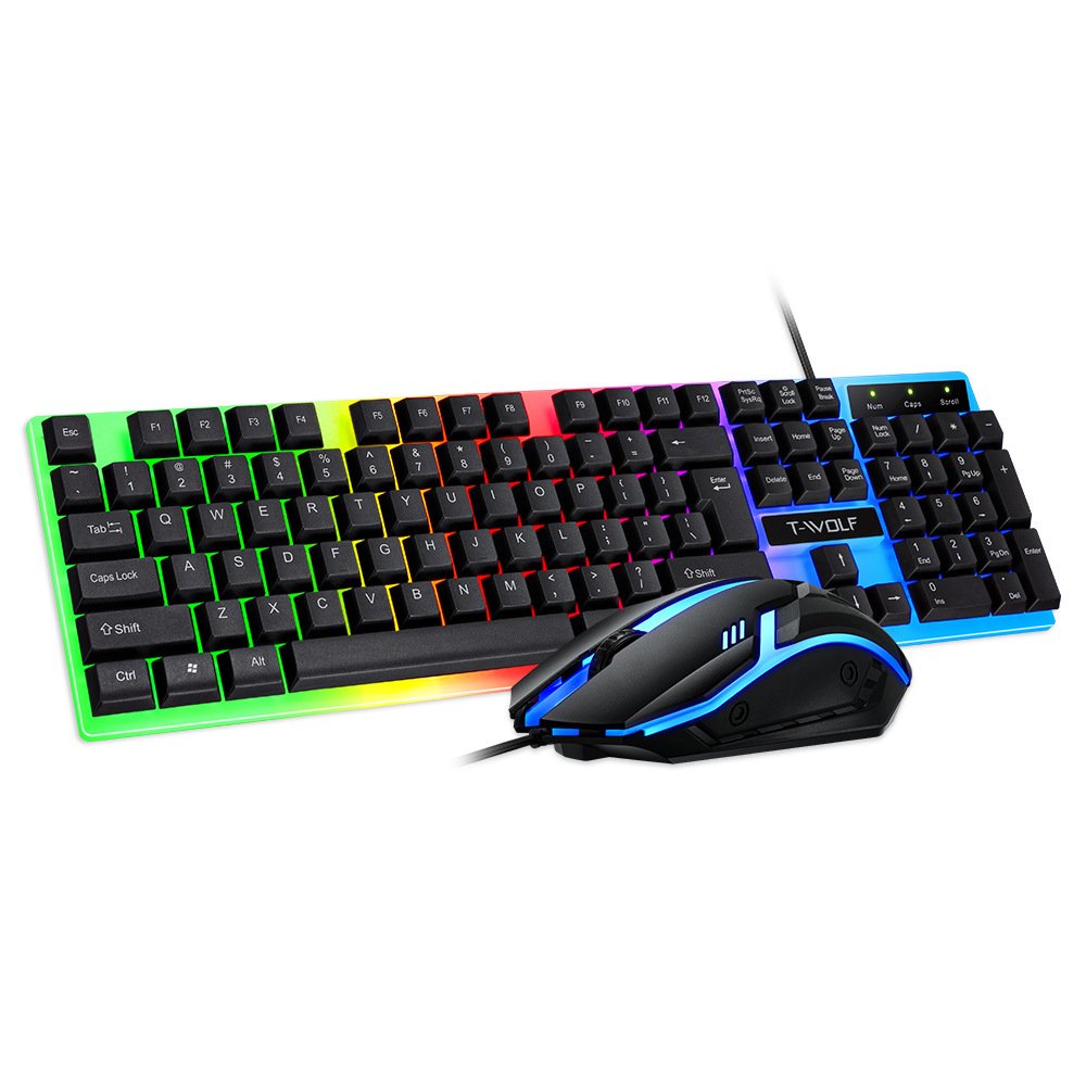 T30 keyboard and mouse set, colorful illuminated gaming keyboard and mouse cover, mechanical feel