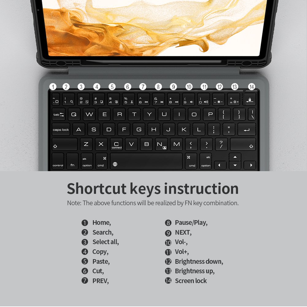 Nillkin Detachable Keyboard for Samsung Tab S8+ S7+ S7FE with Camera Cover and Touchpad S8 Keyboard Case