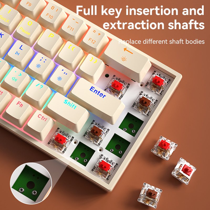 B.O.W Hot Selling Wired 68 Keys Hotswap Mini Mechanical Gaming Keyboards Full Anti-ghosting Red Brown Switch For PC Gamer