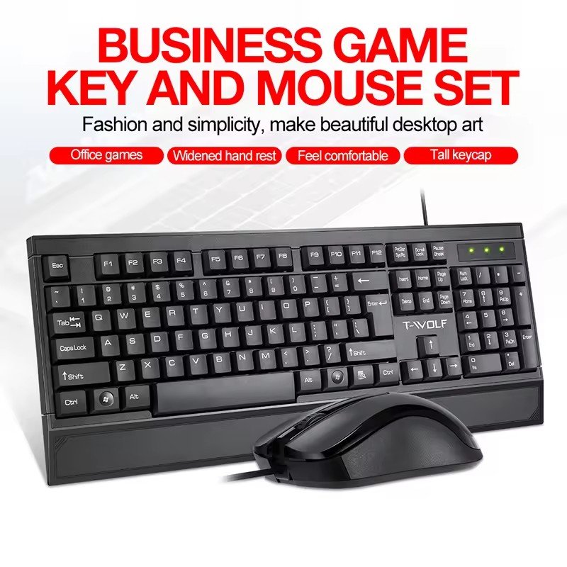 TF300 wired keyboard and mouse combo,optical USB mouse and keyboard for computer desktop business office work