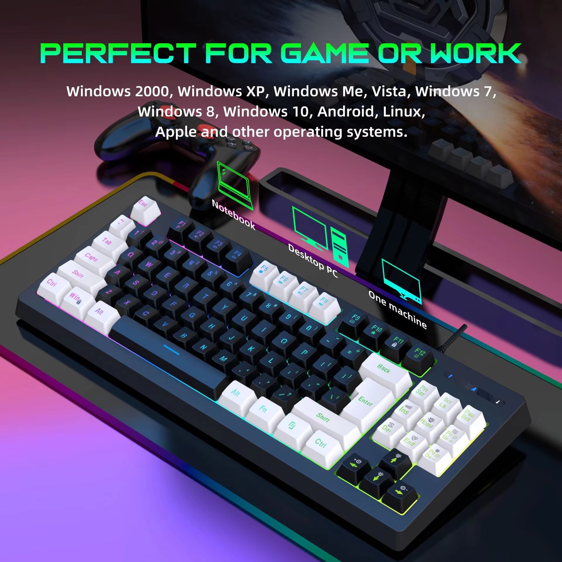 60% Mechanical Keyboard 87 Keys Hot Wired Wireless Mini Rgb Backlit Gaming Mechanical Keyboard for Computer