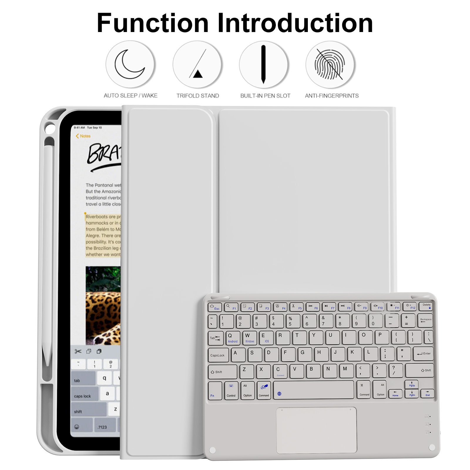 Kenke Hot-selling Wireless Keyboard Cover IPad 10th Strong Magnetic Absorption Tablet Case with Pencil Holder for IPad 10.9 Inch