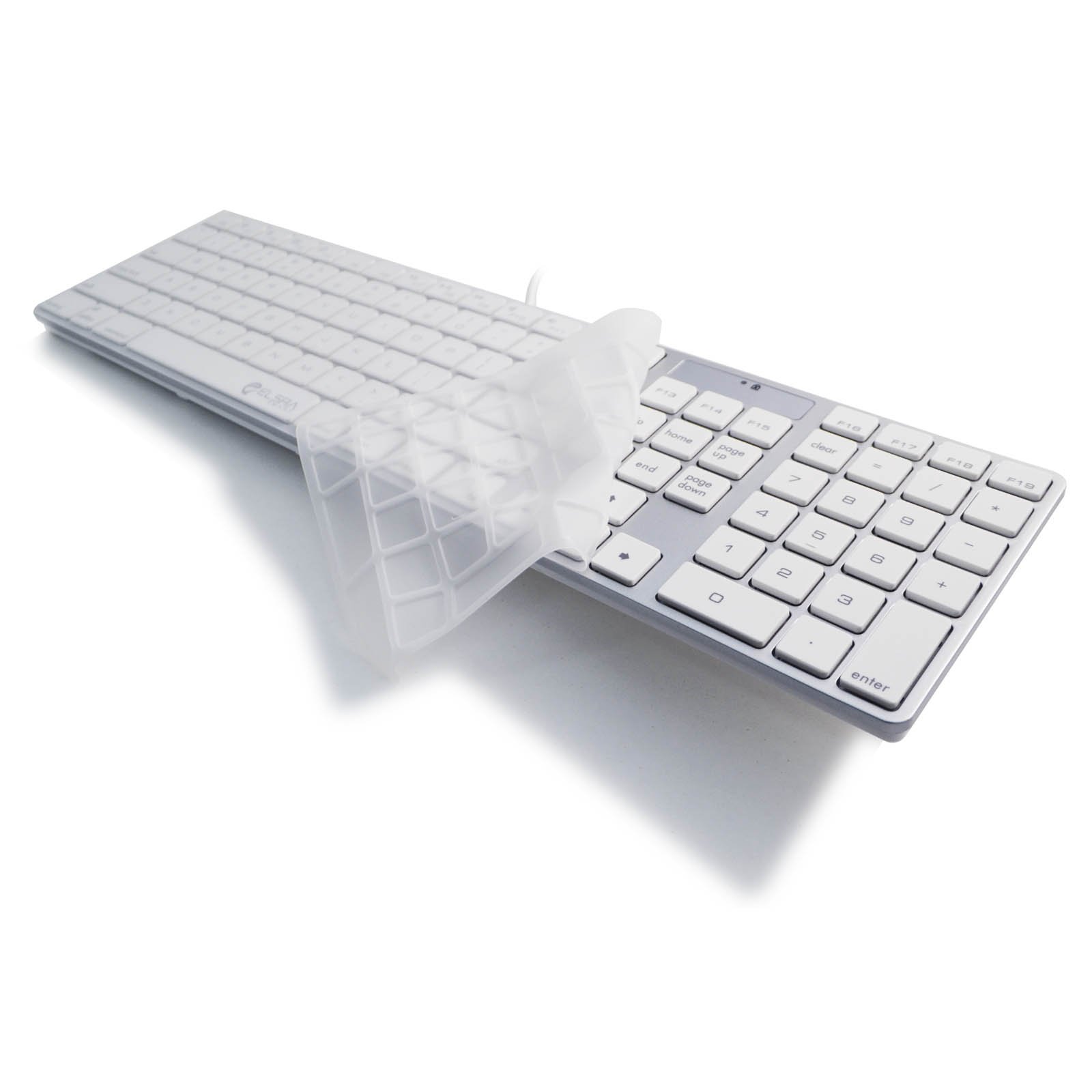 Full Size Mac Compatible USB Wired Keyboard with Silicone Cover Skin for Mac