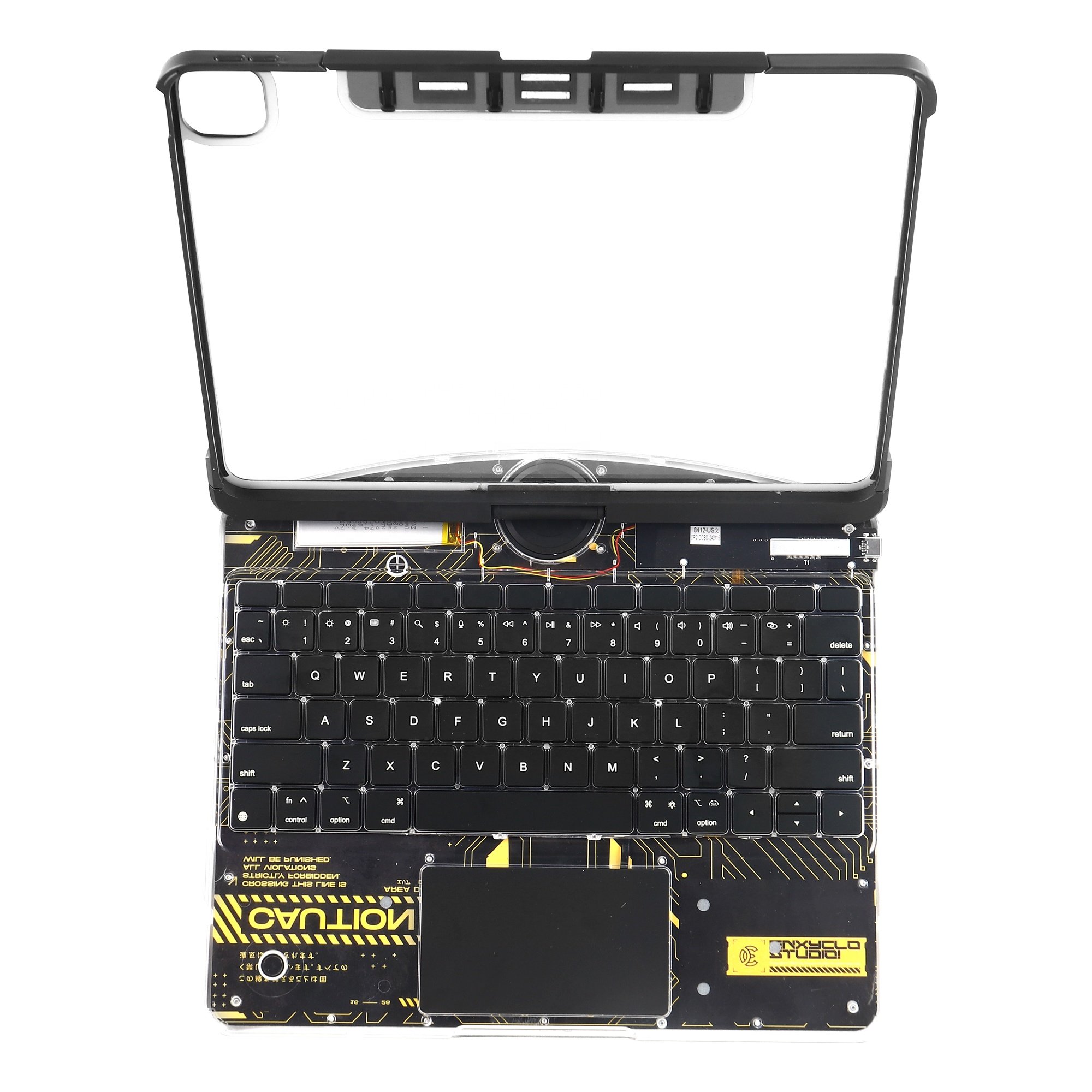 Factory OEM/ODM Cyberpunk Transparent 180, 360 Degree Rotation Magic Keyboard with 7RGB Backlit for 10.9'', 11'' and 12.9'' iPad