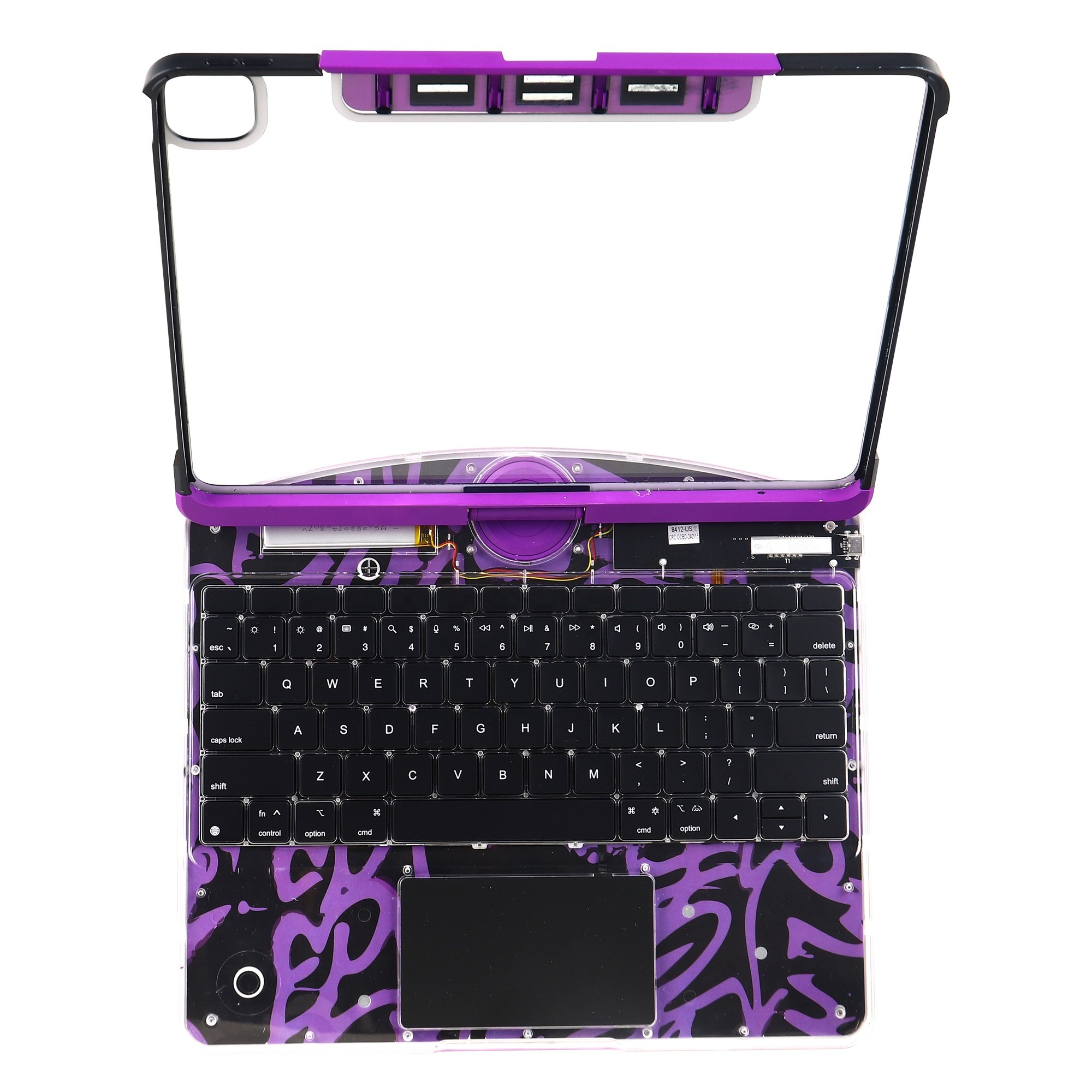 Factory OEM/ODM Cyberpunk Transparent 180, 360 Degree Rotation Magic Keyboard with 7RGB Backlit for 10.9'', 11'' and 12.9'' iPad