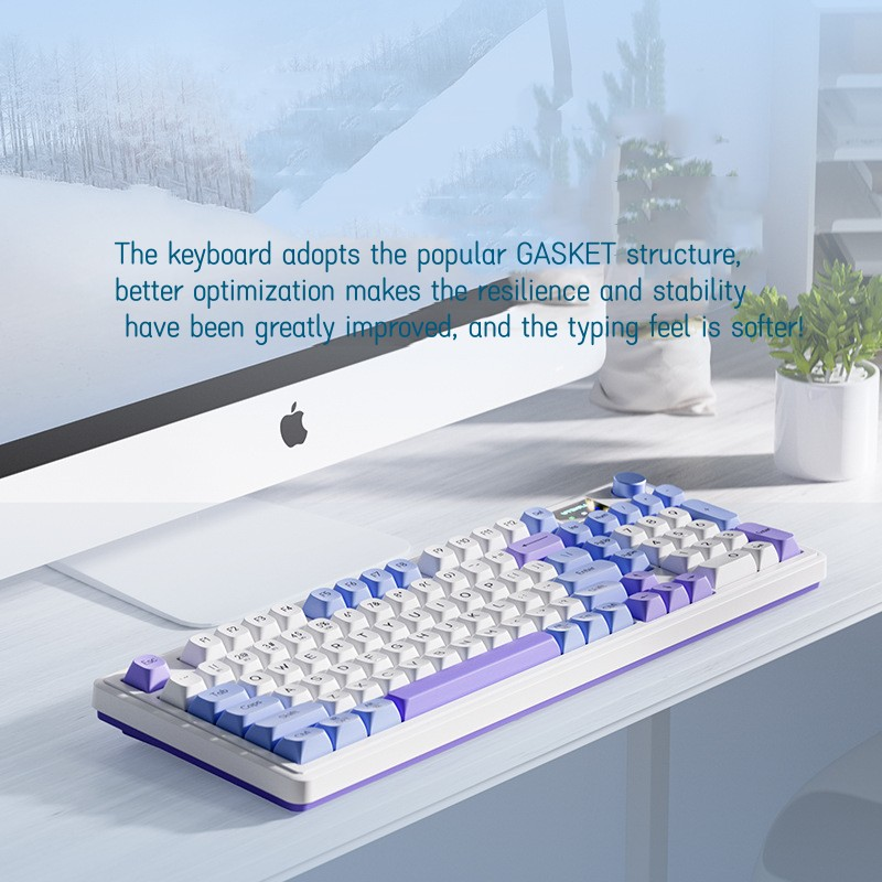 Wireless Gaming Mechanical Keyboard Hot Swap Rgb Blue Tooth Keyboard Switches Rechargeable With Multi-function Knobs