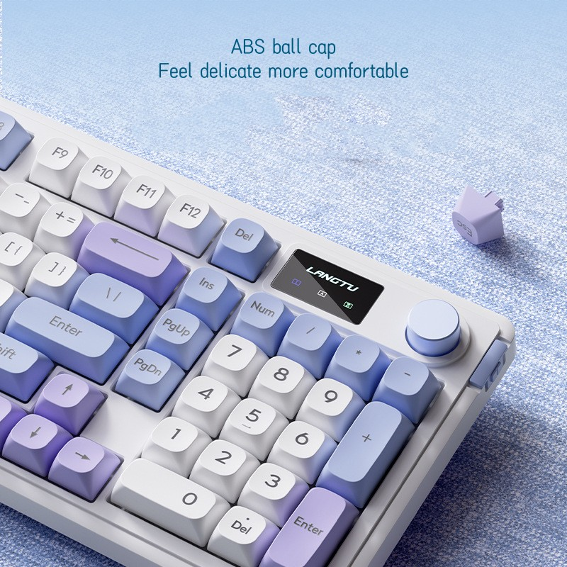 Wireless Gaming Mechanical Keyboard Hot Swap Rgb Blue Tooth Keyboard Switches Rechargeable With Multi-function Knobs