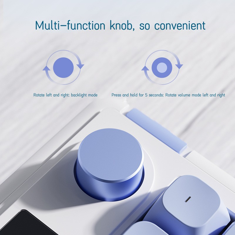 Wireless Gaming Mechanical Keyboard Hot Swap Rgb Blue Tooth Keyboard Switches Rechargeable With Multi-function Knobs
