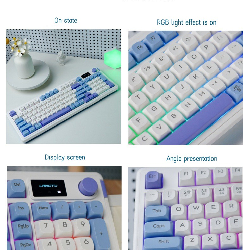 Wireless Gaming Mechanical Keyboard Hot Swap Rgb Blue Tooth Keyboard Switches Rechargeable With Multi-function Knobs