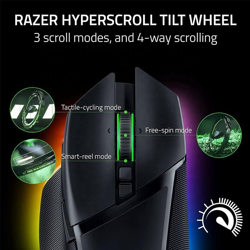 Razer Basilisk V3 Pro Wireless Gaming Mouse Optical Switches Gen 3 HyperScroll Wheel Chroma RGB 11 Programmable Buttons