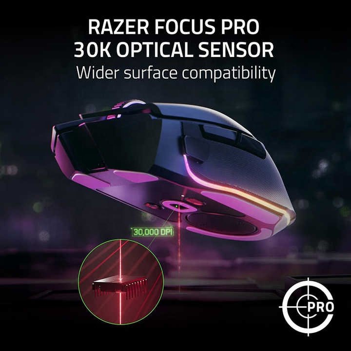 Razer Basilisk V3 Pro Wireless Gaming Mouse Optical Switches Gen 3 HyperScroll Wheel Chroma RGB 11 Programmable Buttons