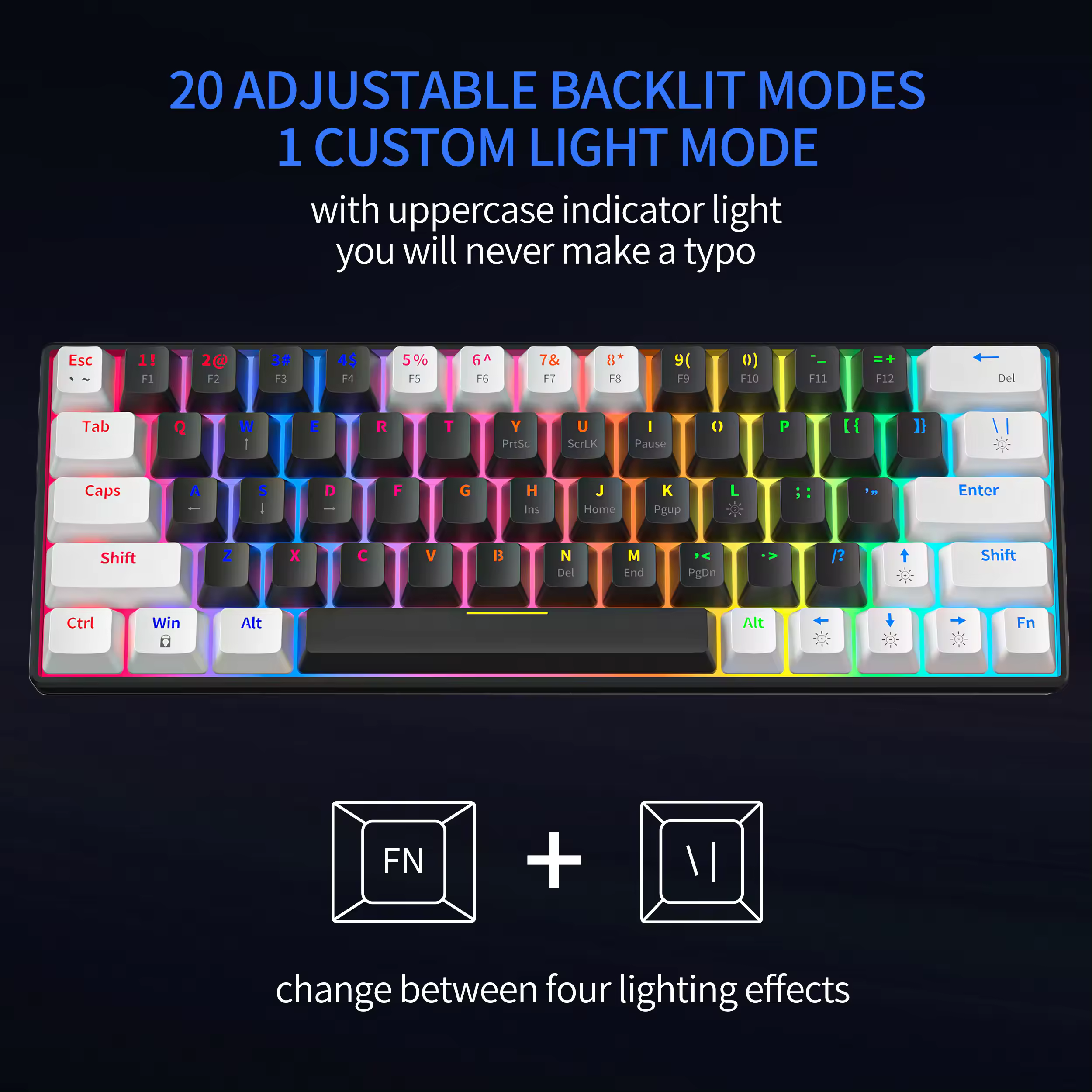 60% Keyboard 63 64 Keys Custom Keycap Blue Red Switch Backlit Full-key Anti-ghosting Usb Wired Gaming Mechanical Keyboard Rgb RF