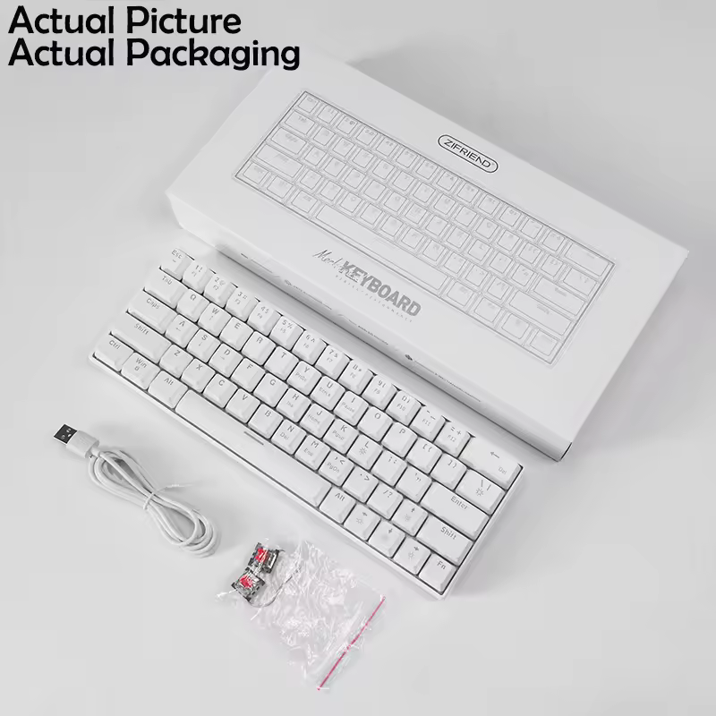60% Keyboard 63 64 Keys Custom Keycap Blue Red Switch Backlit Full-key Anti-ghosting Usb Wired Gaming Mechanical Keyboard Rgb RF