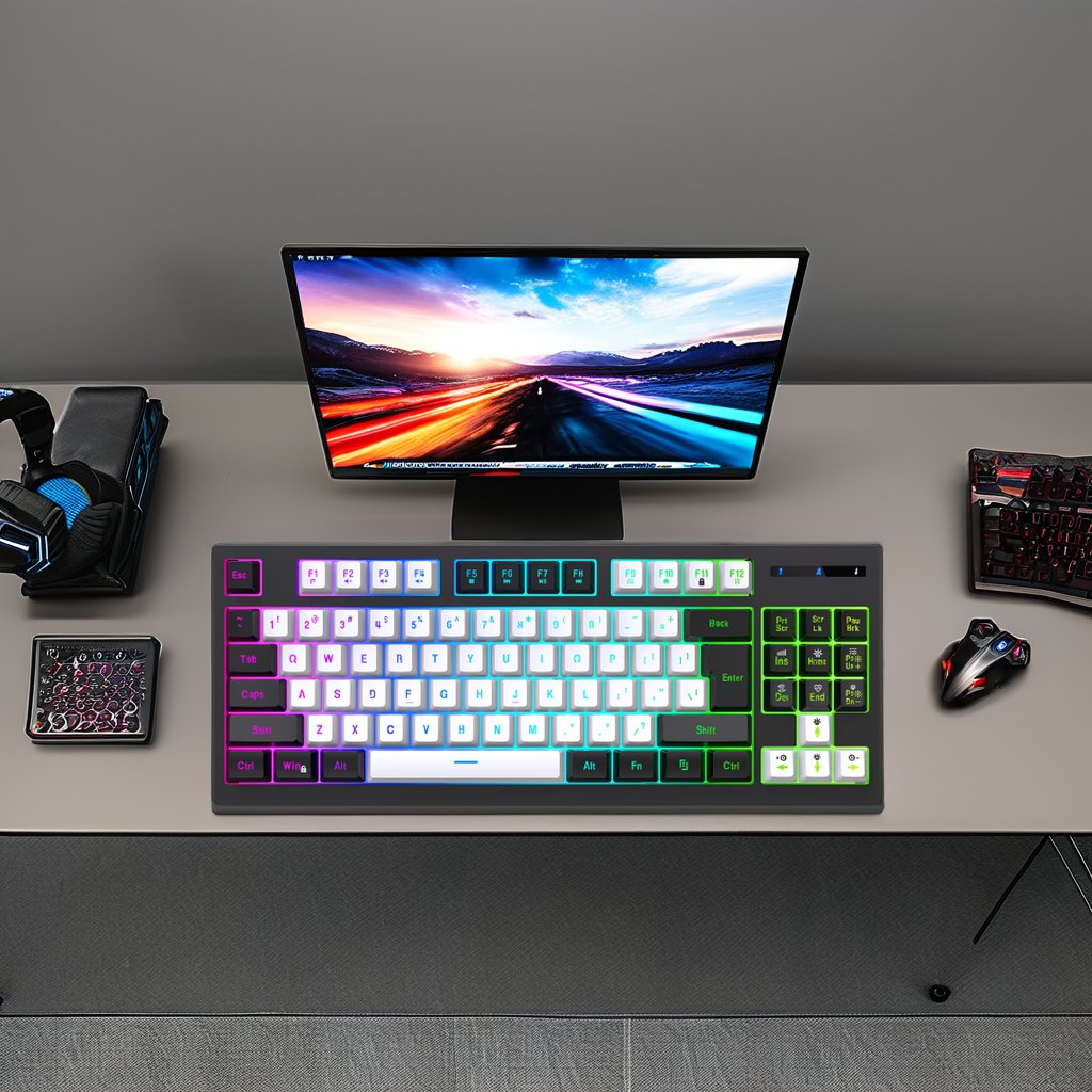 87-Key Compact RGB Gaming Mechanical Keyboard with Red Switches Hot-Swappable for Computer & Laptop Desktop Application