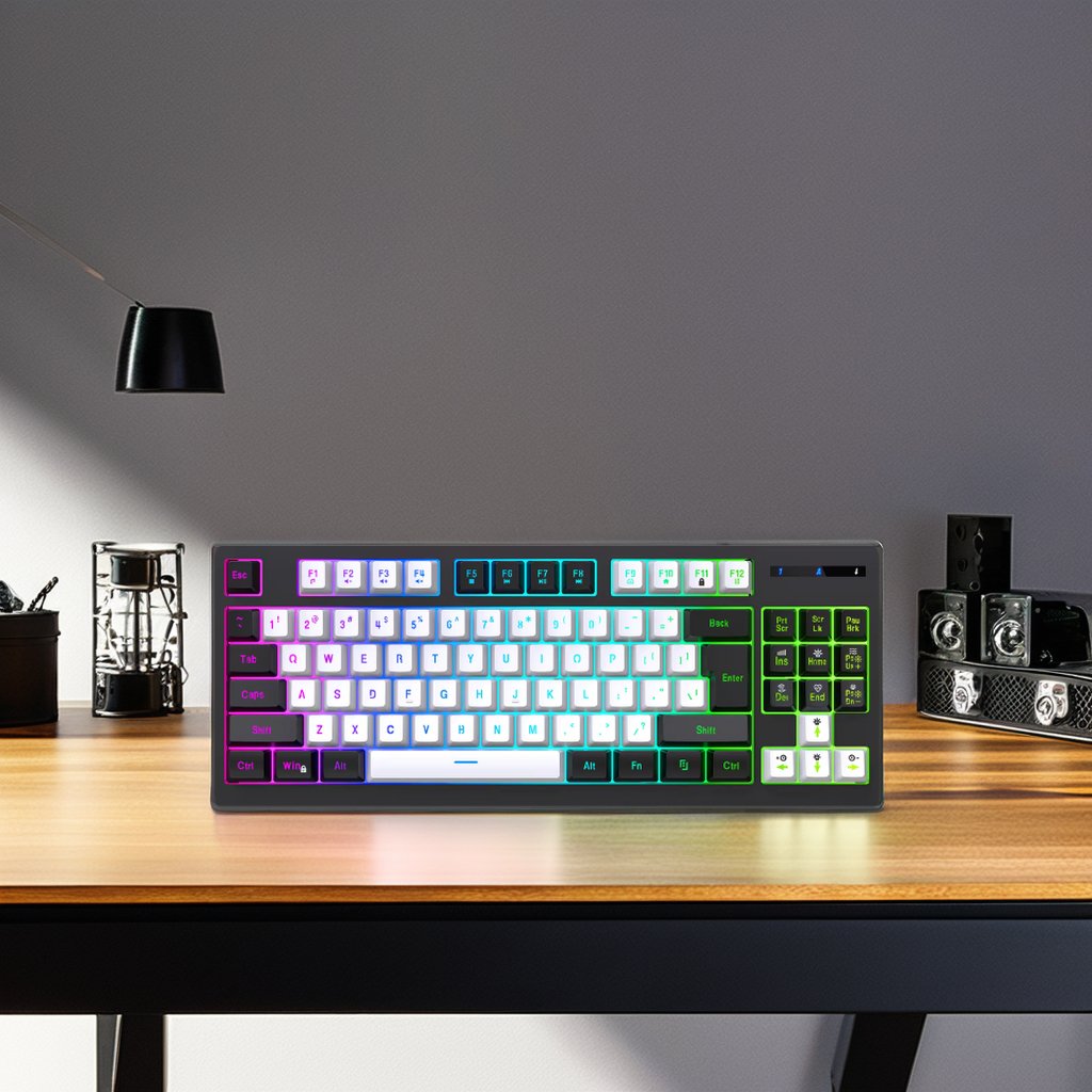 87-Key Compact RGB Gaming Mechanical Keyboard with Red Switches Hot-Swappable for Computer & Laptop Desktop Application