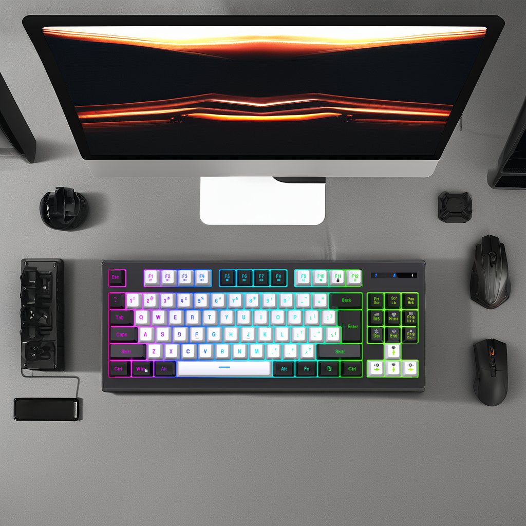 87-Key Compact RGB Gaming Mechanical Keyboard with Red Switches Hot-Swappable for Computer & Laptop Desktop Application