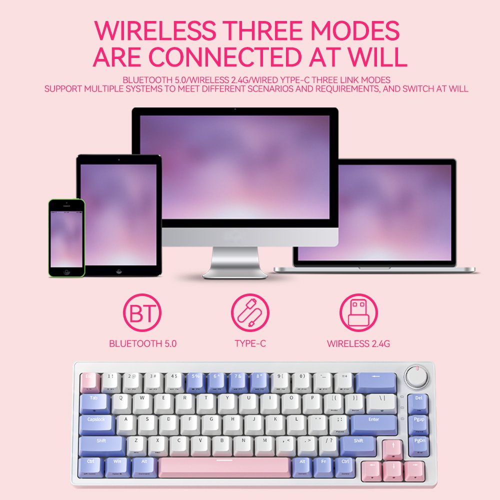 ZA68 Hyacinth Keyboard RGB Backlit Hotswap USB Wired wireless Gaming mechanical Keyboard 68 Keys For Notebook Laptop Desktop