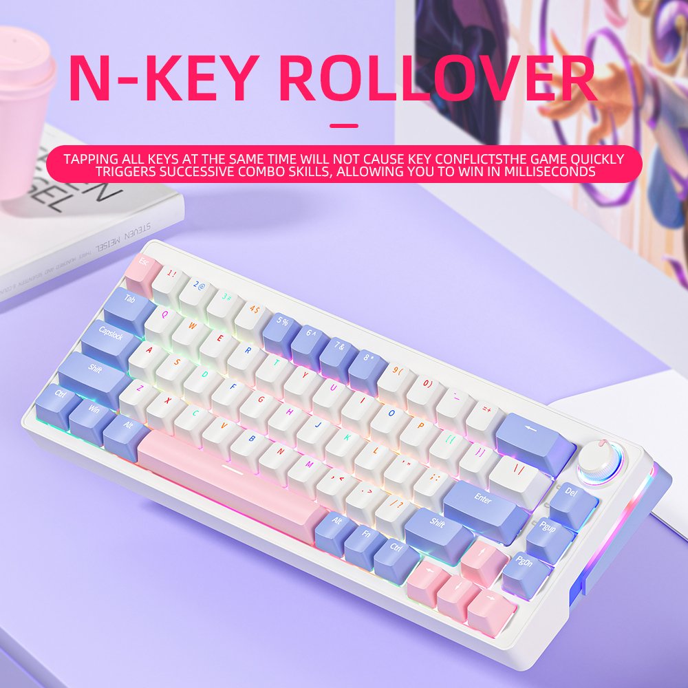 ZA68 Hyacinth Keyboard RGB Backlit Hotswap USB Wired wireless Gaming mechanical Keyboard 68 Keys For Notebook Laptop Desktop