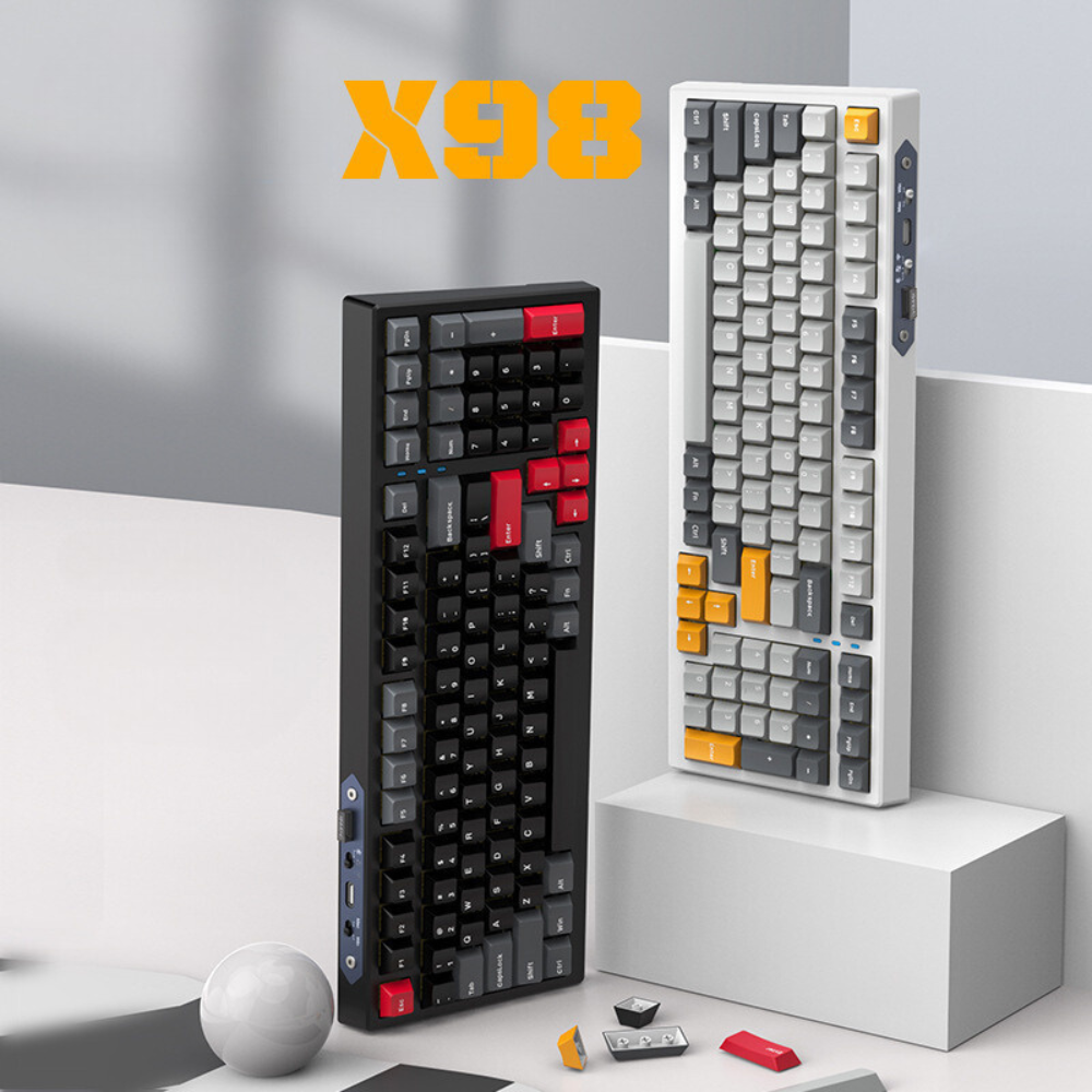 XINMENG X98 Hot Sale customized three-mode Bluetooth mechanical keyboard Gasket structure game full key hot-swap axis wireless