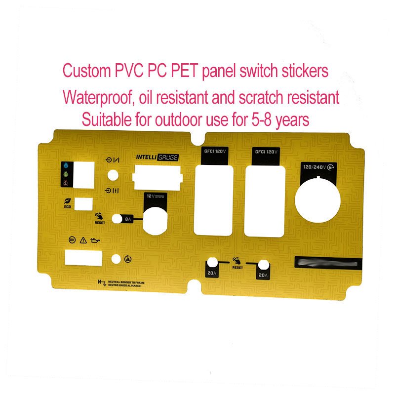 custom control front panel heavy duty label industry machine membrane switch keyboard polycarbonate laser cut panel sticker