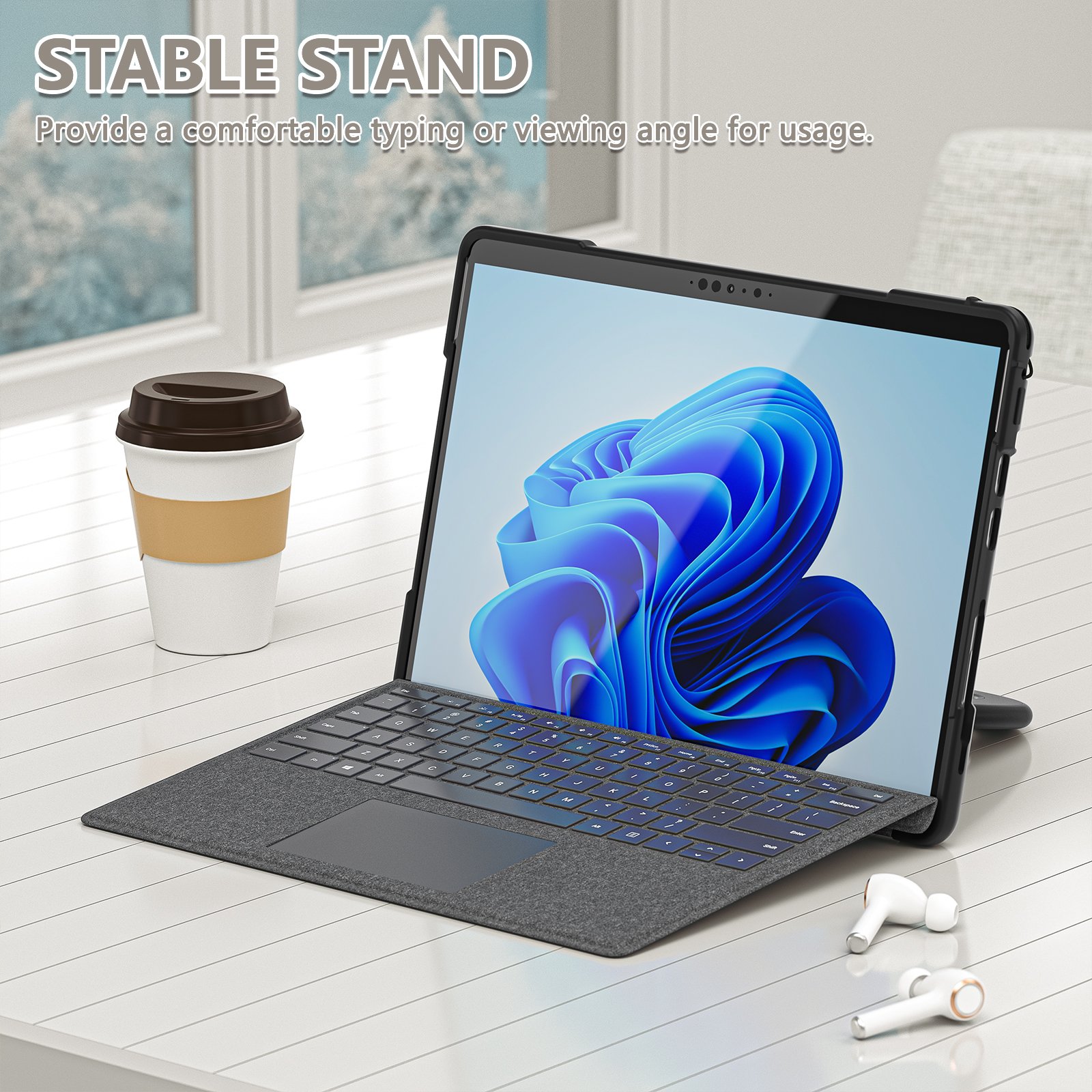 Multifunction TPU Tablet Cover For Microsoft Surface Pro 8 With Rotating Handle Kickstand Tablet Covers