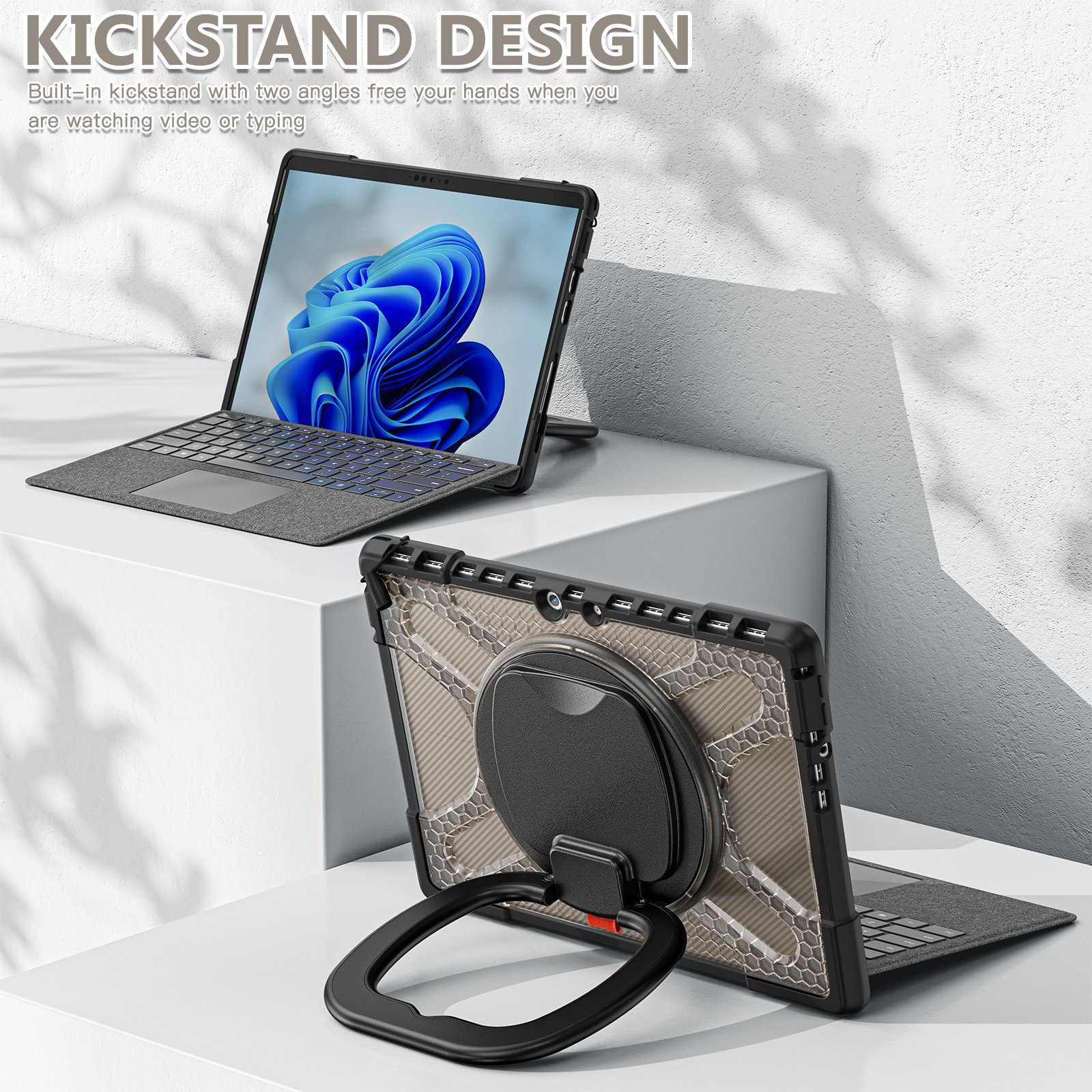 Multifunction TPU Tablet Cover For Microsoft Surface Pro 8 With Rotating Handle Kickstand Tablet Covers