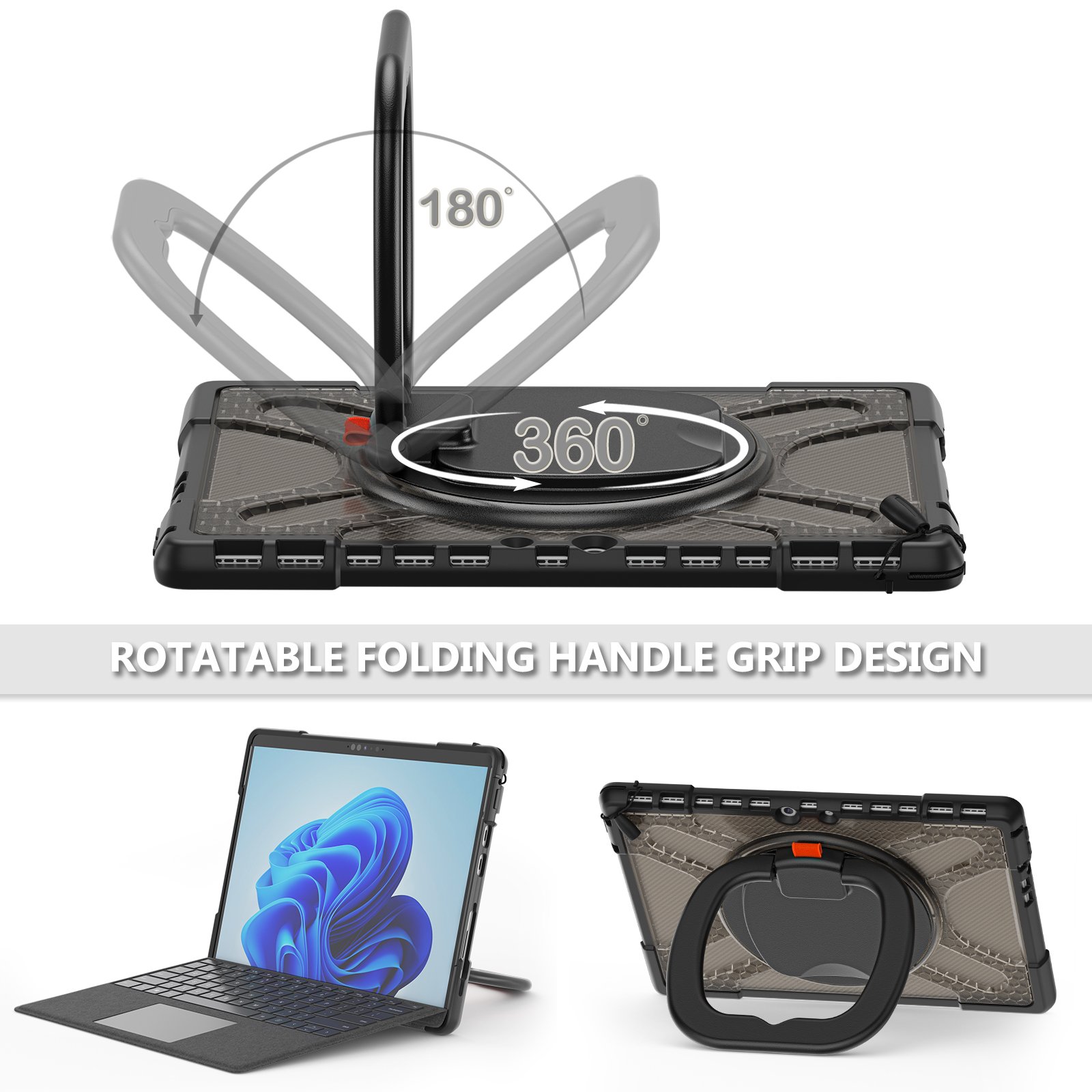 Multifunction TPU Tablet Cover For Microsoft Surface Pro 8 With Rotating Handle Kickstand Tablet Covers
