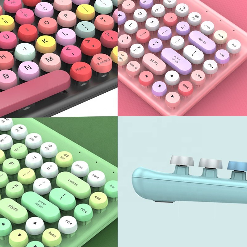 Pink Colored 2.4G Wireless Keyboard And Mouse Office Teclado Sem Fio for girls