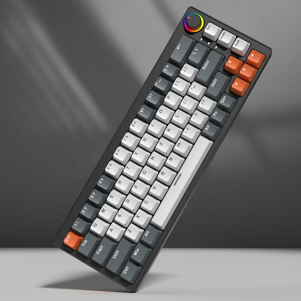 Hotswappable Wired Wireless Bluetooth three mode Ergonomics 68 Key Mechanical Gaming Keyboard