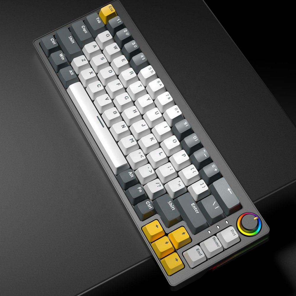 Hotswappable Wired Wireless Bluetooth three mode Ergonomics 68 Key Mechanical Gaming Keyboard